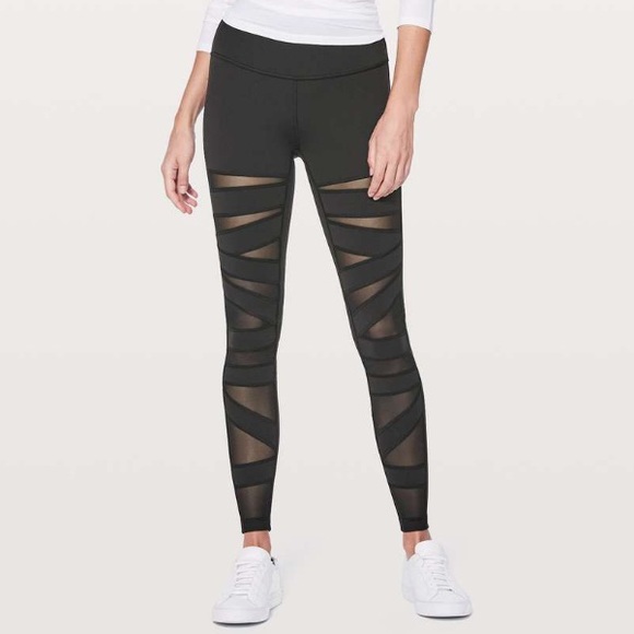 lululemon athletica Pants - Lululemon Wunder Under Pant (high rise) tech mesh 28” olive green size 6